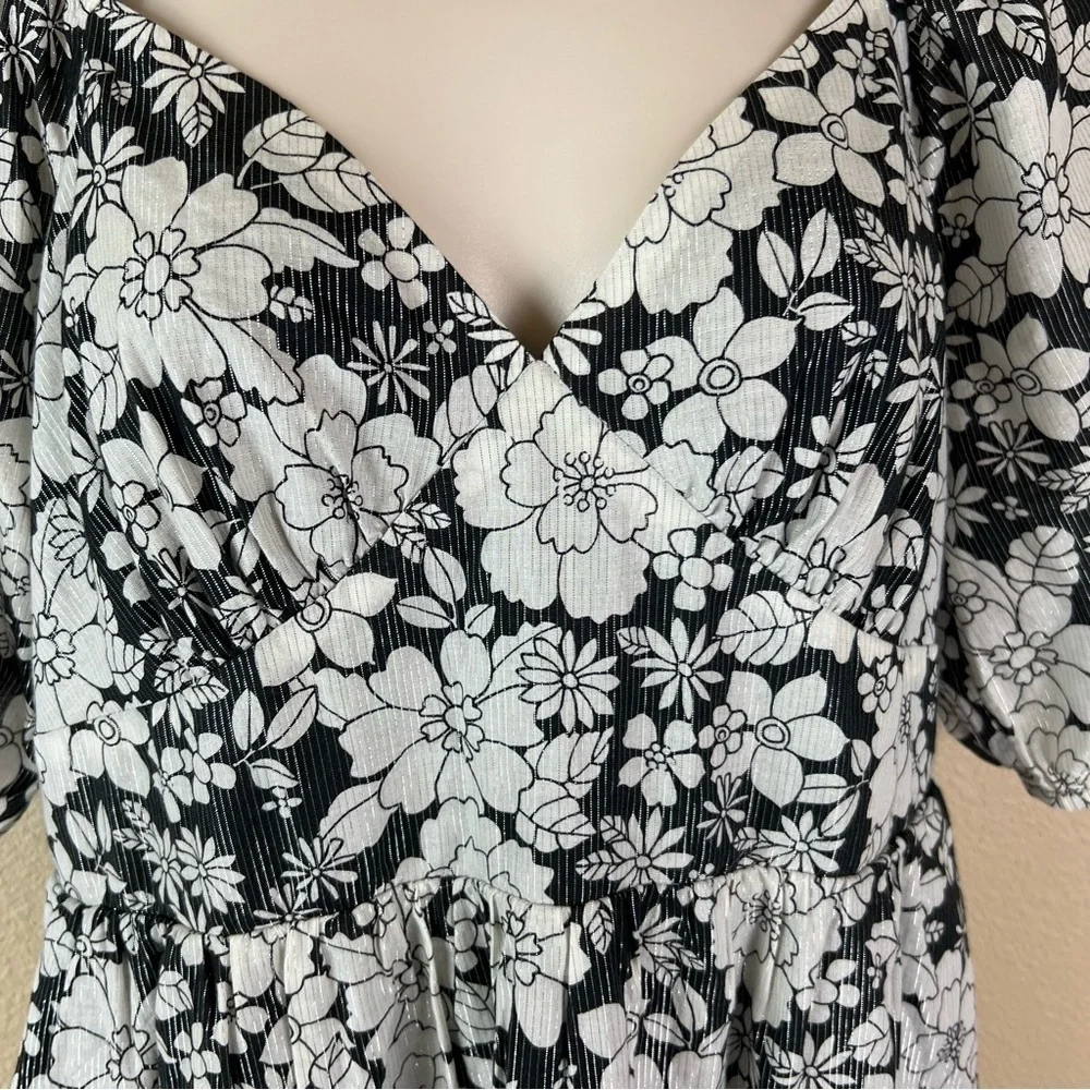 Gap Puff Sleeve Metallic Floral Midi Dress - Picture 6 of 12